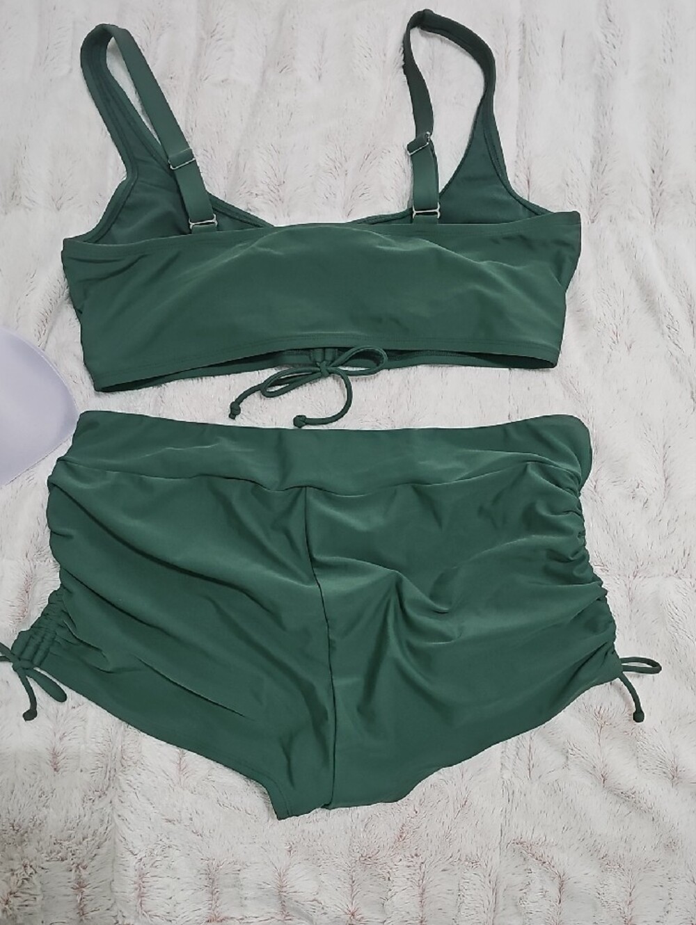 ECO BEACH Ruched Forest Green Two-Piece Swim Set, New never worn - Picture 4 of 10